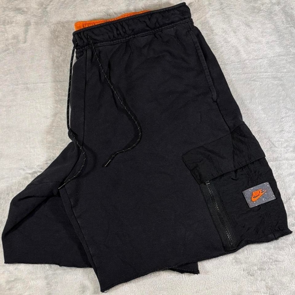 Y2K Vintage Nike Tech Fleece Cargo Shorts | Black/Orange | Large